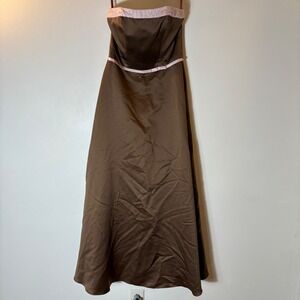 Mori Lee by Madeline Gardner Brown Beaded Strapless Formal‎ Gown Size 5/6